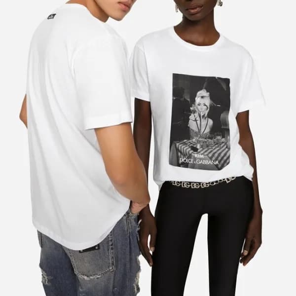 돌체앤가바나 남/녀 화이트 반팔티 - Dolce&Gabbana Unisex White Ts… - 1
