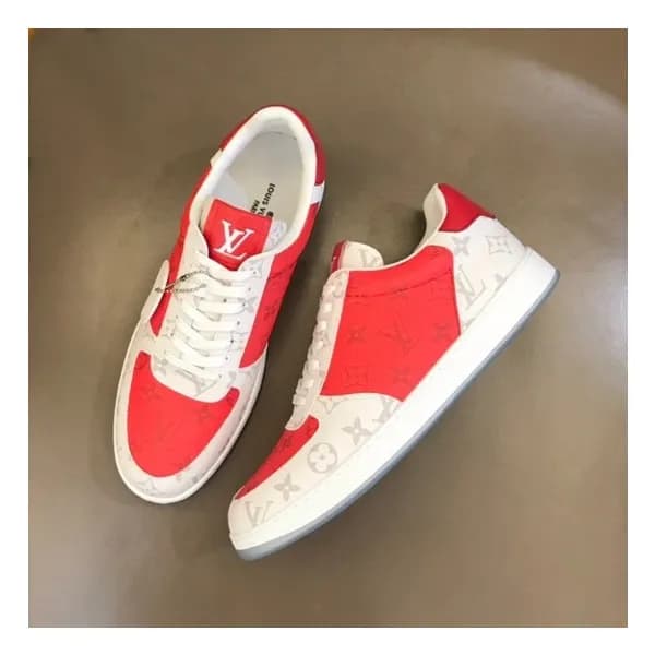 루이비통 남성 레드 스니커즈 - Louis vuitton Mens Red Sneakers … - 1