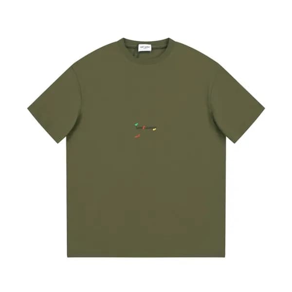 입생로랑 남성 그린 크루넥 반팔티 - Saint laurent Green Short sle… - 1