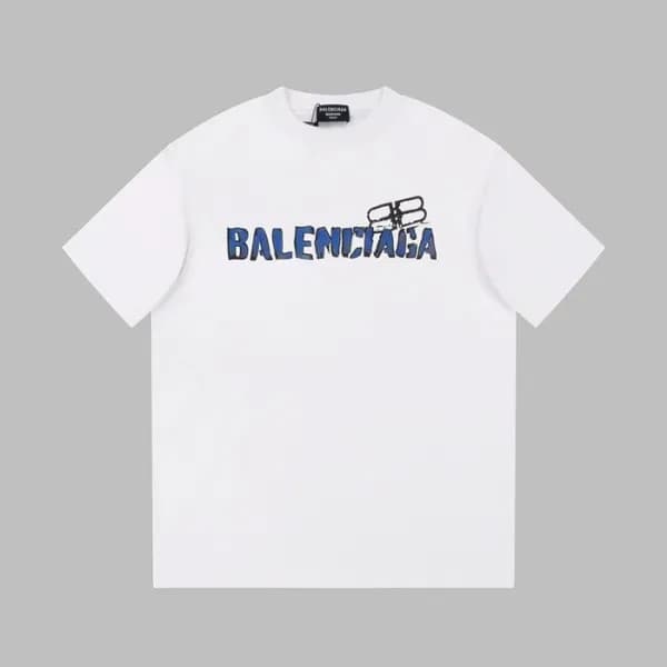발렌시아가 남성 화이트 크루넥 반팔티 - Balenciaga Mens White Short… - 1