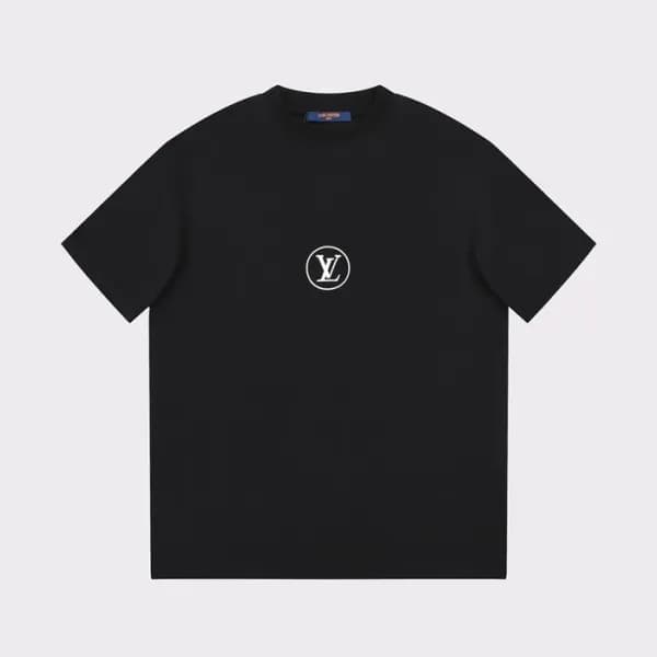 루이비통 남성 블랙 크루넥 반팔티 - Louis vuitton Mens Black Shor… - 1