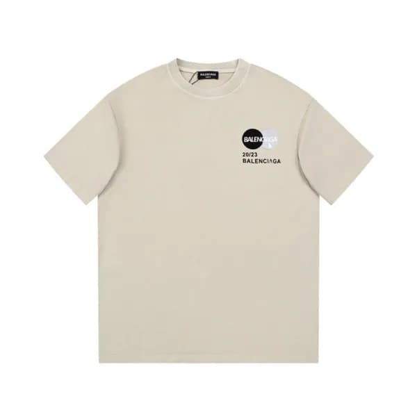 발렌시아가 남성 베이지 크루넥 반팔티 - Balenciaga Mens Beige Short… - 1