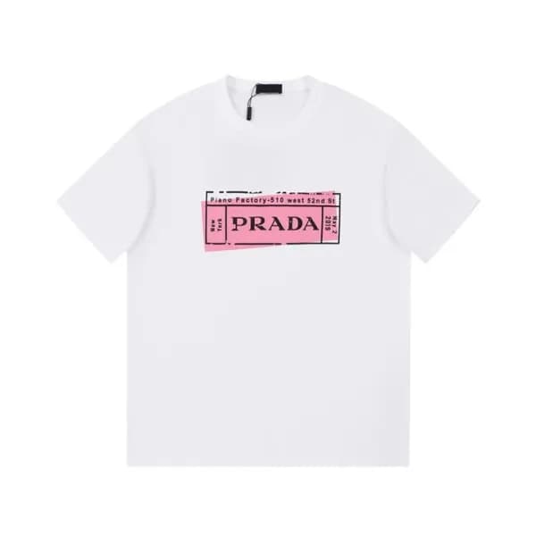 프라다 남성 크루넥 화이트 반팔티 - Prada Mens White Short sleeve… - 1