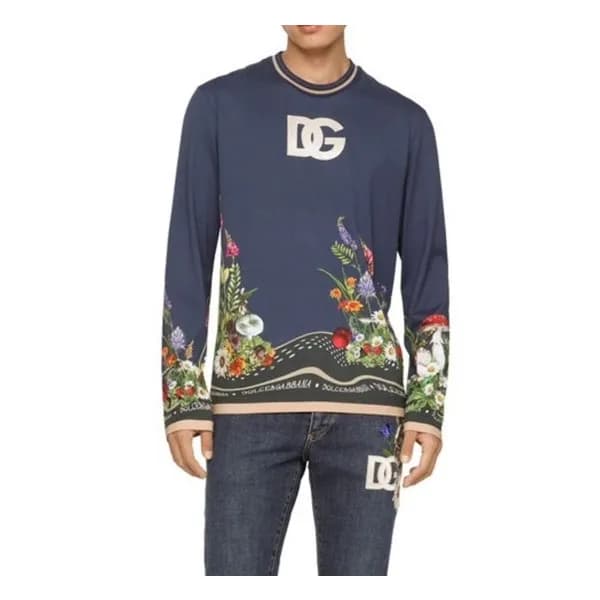 돌체앤가바나 남성 베이직 네이비 맨투맨 - Dolce&Gabbana Mens Navy Ts… - 1