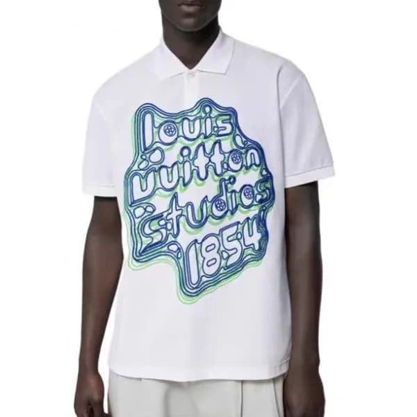루이비통 남성 화이트 폴로 반팔티 - Louis vuitton Mens White Shor… - 1