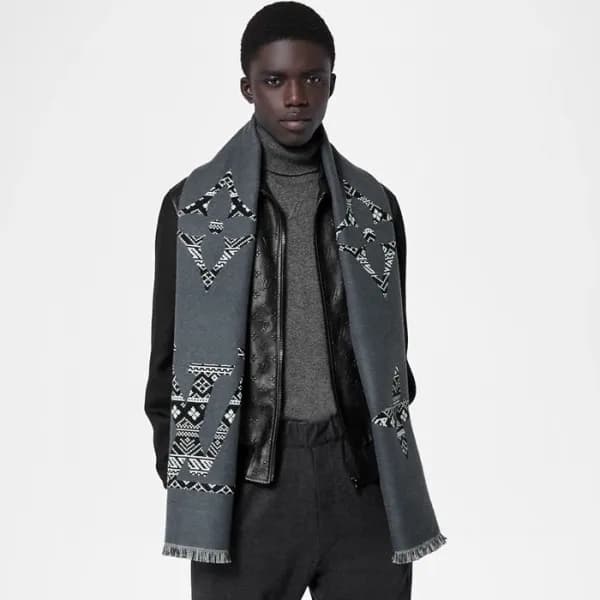 루이비통 남성 블랙 머플러 - Louis vuitton Mens Black Muffler … - 1