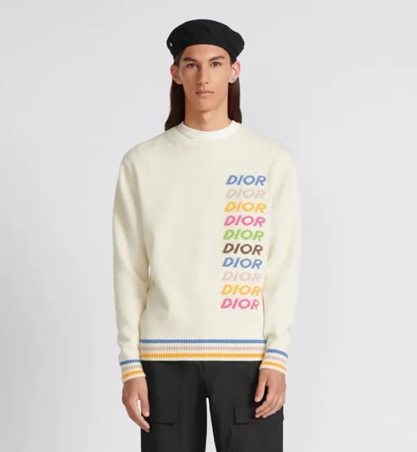 디올 남성 아이보리 니트 - Dior Mens Ivory Knitwear - dic213x - 1