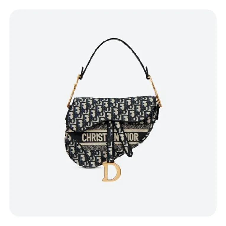 디올 블루 오블리크 자수 새들 백- Dior Oblique Jacquard Saddle B…