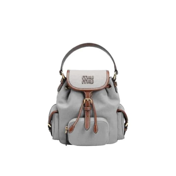 미우미우 여성 캔버스 및 가죽 백팩 - MiuMiu Womens Canvas and Lea… - 1