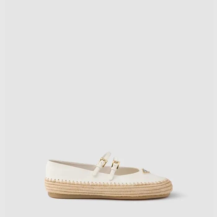 프라다 여성 나파 라피아 발레리나 - Prada Womens Nappa Raffia Ba… - 1
