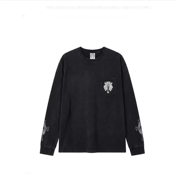 크롬하츠 남성 라운드 긴팔티 - Chrome Hearts Mens Round Tshirt … - 1