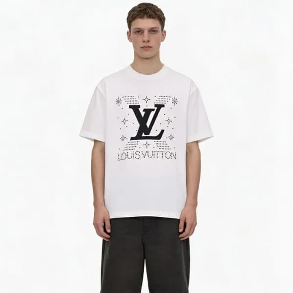 루이비통 남성 라운드 반팔 티셔츠 - Louis vuitton Mens Round Tshi… - 1