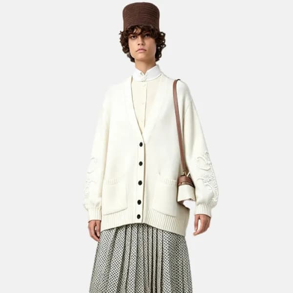 로로피아나 여성 브이넥 가디건 - Loro Piana Womens V-neck Cardig… - 1