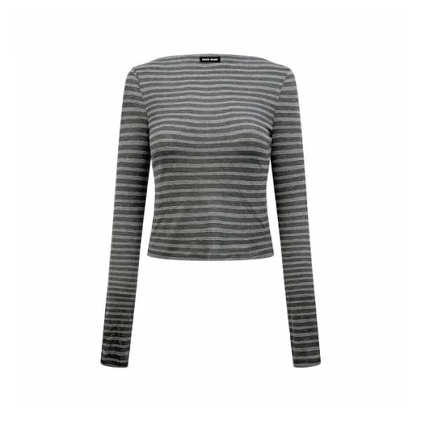 미우미우 여성 라운드 긴팔티 - Miumiu Womens Round Tshirt - mic17596x - 1