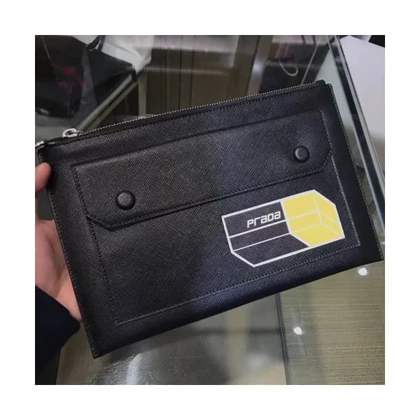 Prada Saffiano Mens Clutch Bag,28CM - 프라다 사피아노 남성… - 1