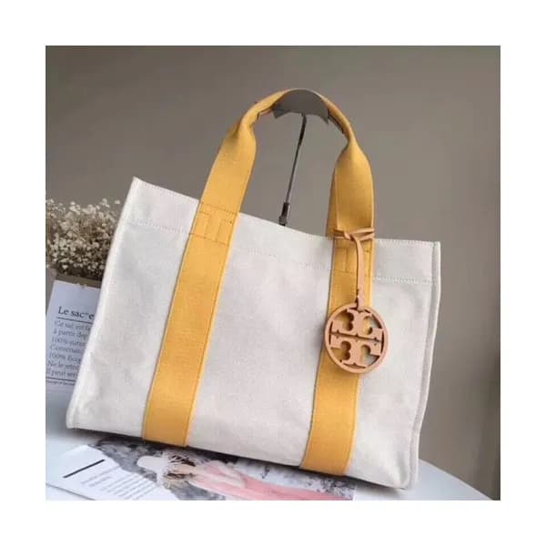 Tory Burch Miller Canvas Yellow Tote Bag,39cm - 토리… - 1