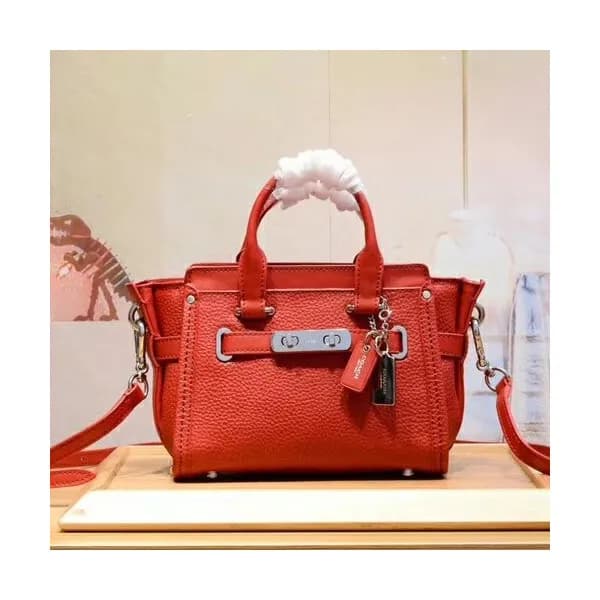 Coach Leather Tote Shoulder Bag,20cm - 코치 레더 토트 숄더… - 1