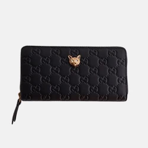 Gucci 2018 Signature Cat Zip Around Long Wallet - … - 1