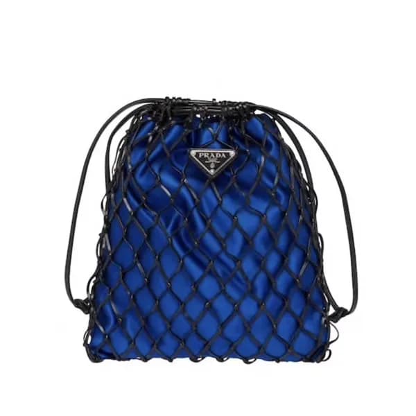 Prada 2019 Mesh Satin Leather Tote Shoulder Cross … - 1