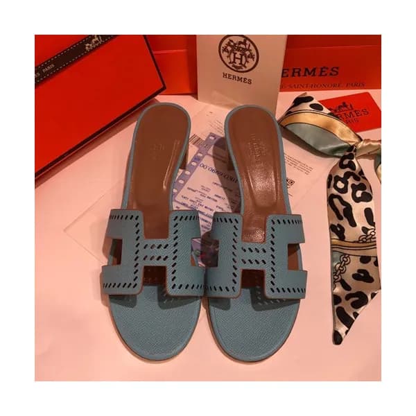 Hermes 2019 Ladies Oasis Leather Middle Heel Slipp… - 1