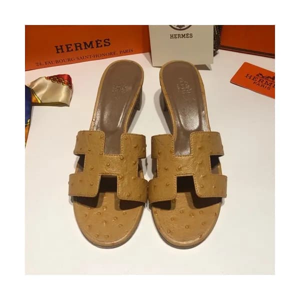 Hermes 2019 Ladies Oasis Leather Middle Heel Slipp… - 1