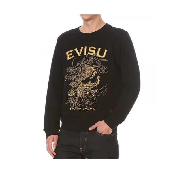 Evisu Mens Embroidery Evisukuro Casual Man-to-man … - 1