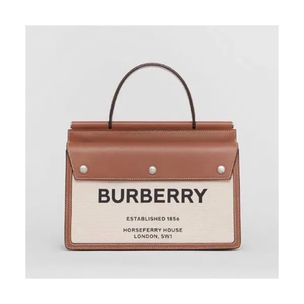 Burberry 2019 Canvas & Leather Tote Shoulder Bag, … - 1