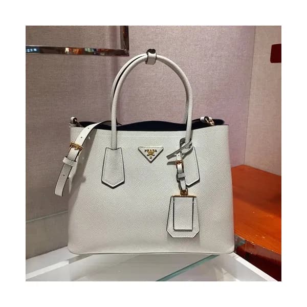 Prada 2020 Saffiano Double Tote Shoulder Bag,33CM … - 1