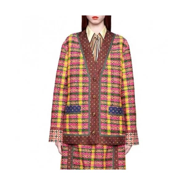 Gucci Womens Trendy V-neck Tweed Cardigan - 구찌 202… - 1