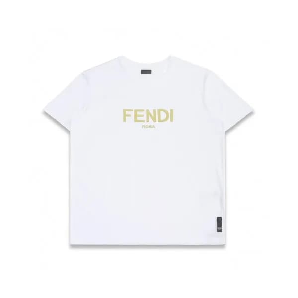 Fendi Mm/Wm Logo Casual Short Sleeved Tshirts Whi… - 1