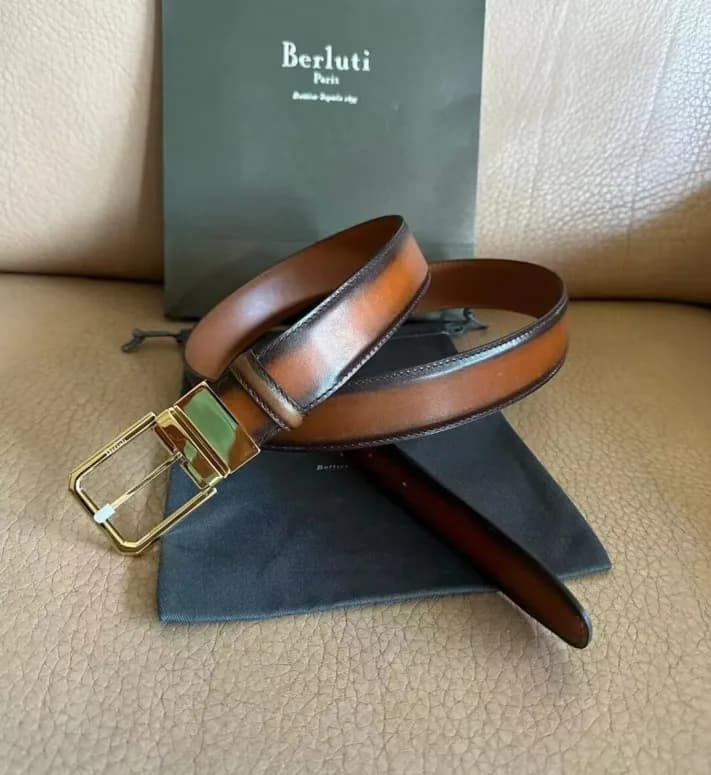 Berluti 2023 Mens Leather Belt,3.5cm,BLTBT0002 - 벨… - 1