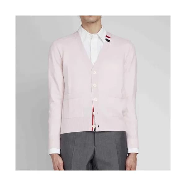 Thom Browne Mm/Wm Strap V-neck Cardigan Pink - 톰브… - 1
