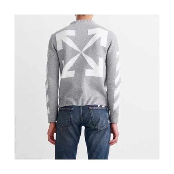 Off-white Mm/Wm Brush Mohair Knit Sweater Gray - … - 1