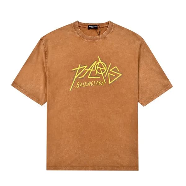 발렌시아가 남자 크루넥 카멜 반팔티 - Unisex Camel Tshirts - bal01… - 1