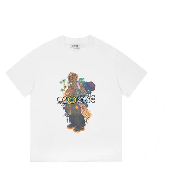 로에베 남성 이니셜 화이트 반팔티 - Mens White Tshirts - loe0600x - 1
