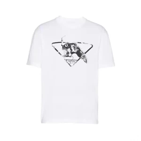 프라다 남성 화이트 크루넥 반팔티 - Mens White Tshirts - Pra02675… - 1