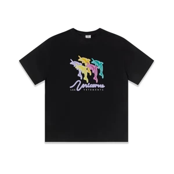 베트멍 남/녀 트렌디 블랙 반팔티 - Vetements Unisex Black Tshirt… - 1