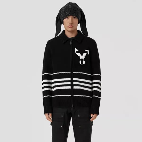 톰브라운 남성 블랙 집업 니트 - Thom Browne Mens Black Knits - … - 1