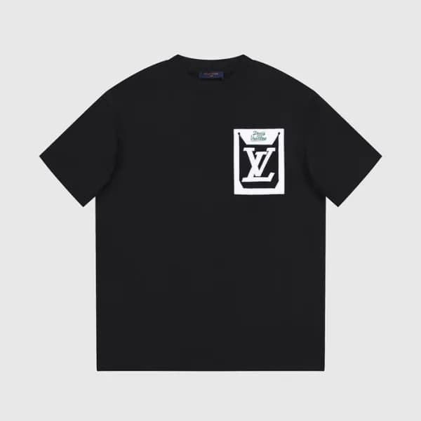 루이비통 남성 블랙 크루넥 반팔티 - Louis vuitton Mens Black Shor… - 1