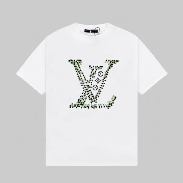 루이비통 남성 화이트 크루넥 반팔티 - Louis vuitton Mens White Sho… - 1