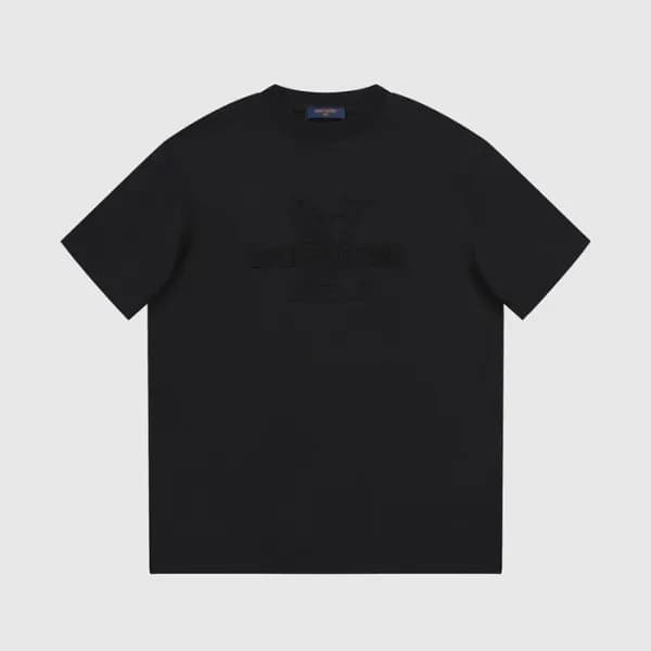 루이비통 남성 블랙 크루넥 반팔티 - Louis vuitton Mens Black Shor… - 1