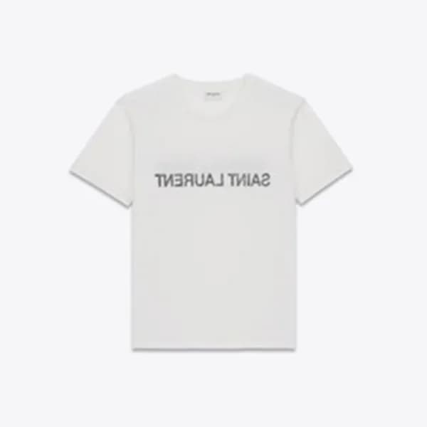 입생로랑 남성 화이트 크루넥 반팔티 - Saint laurent White Short sl… - 1