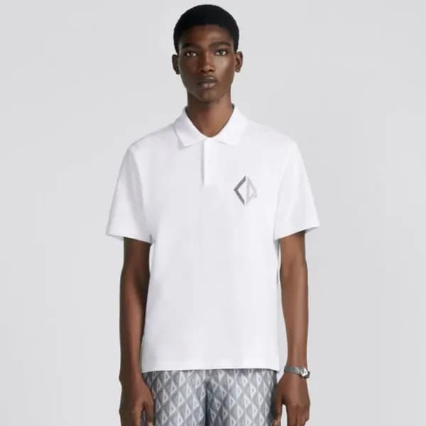 디올 남성 화이트 폴로 반팔티 - Dior Mens White Short sleeved T… - 1
