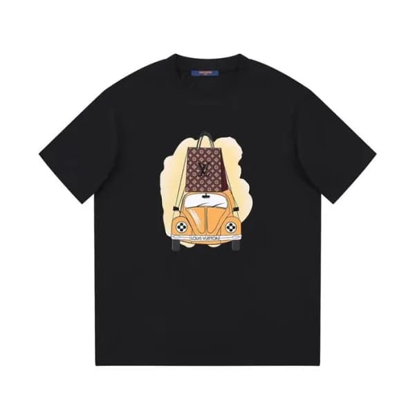 루이비통 남성 블랙 크루넥 반팔티 - Louis vuitton Mens Black Shor… - 1