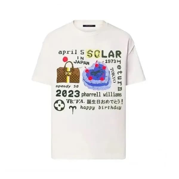 루이비통 남성 화이트 크루넥 반팔티 - Louis vuitton Mens White Sho… - 1