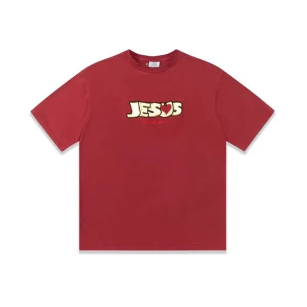 베트멍 남/녀 트렌디 레드 반팔티 - Vetements Unisex Red Tshirts … - 1
