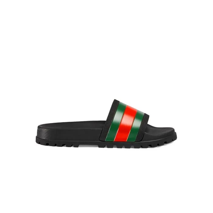 구찌 남/녀 웹 블랙 슬라이드 샌들 【매장-80만원대】 - Gucci Unisex Blac… - 1