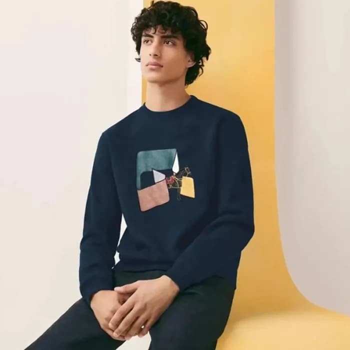 에르메스 남성 모던 네이비 맨투맨 - Hermes Mens Navy Tshirts - he… - 1