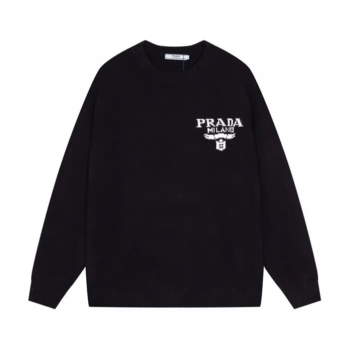 프라다 남성 크루넥 블랙 스웨터 - Prada Mens Black Sweaters - pr… - 1
