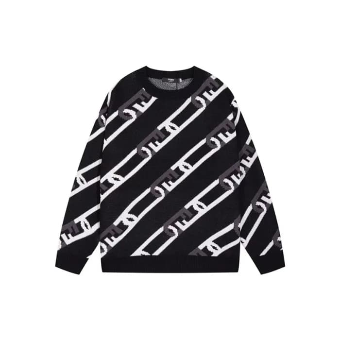펜디 남성 블랙 크루넥 스웨터 - Fendi Mens Black Sweaters - fe5… - 1